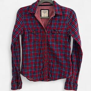 Vintage 2000s Y2K Abercrombie & Fitch Plaid Button Down Top 100% Cotton